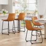 Set of 4 Modern PU Leather Bar Stools