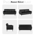 Mid Century 60" Black Loveseat Sofa for Small Spaces