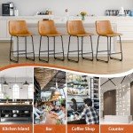 Set of 4 Modern PU Leather Bar Stools