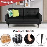 Mid Century 60" Black Loveseat Sofa for Small Spaces