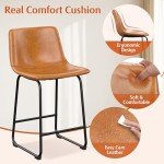 Set of 4 Modern PU Leather Bar Stools