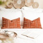 Brick Red Decorative Lumbar Throw Pillow Covers - Set of 2
