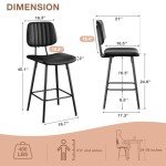 Set of 2 Black Modern Counter Height Bar Stools