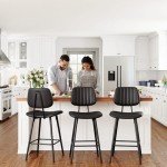 Set of 2 Black Modern Counter Height Bar Stools