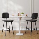 Set of 2 Black Modern Counter Height Bar Stools