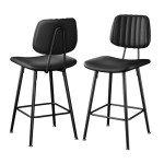 Set of 2 Black Modern Counter Height Bar Stools