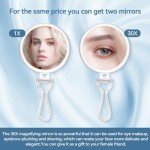 30X Magnifying Travel Mirror with Handle