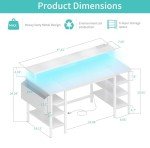 Lufeiya 47-Inch White Desk with Storage Shelves