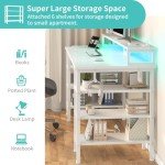 Lufeiya 47-Inch White Desk with Storage Shelves