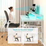 Lufeiya 47-Inch White Desk with Storage Shelves