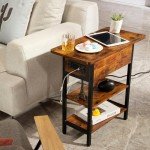 Yoobure Flip Top End Table with USB Charging