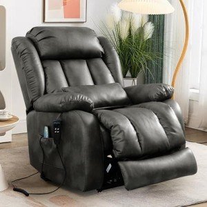 Comfortable Dual Motor Reclining Massage Chair - Gray