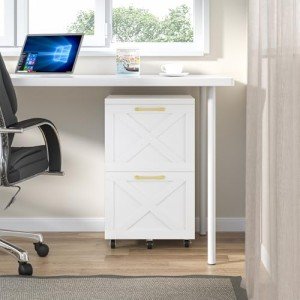 Farmhouse 2-Drawer Rolling File Cabinet in White