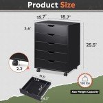 DEVAISE Mobile 5-Drawer Chest Dresser in Black