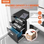Black 3-Drawer Wood File Cabinet on Wheels