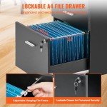 Black 3-Drawer Wood File Cabinet on Wheels