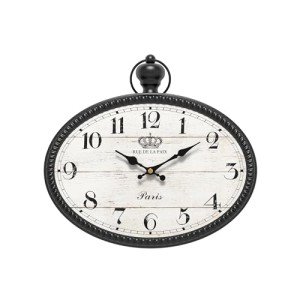 Retro Oval Black Wall Clock for Home Decor