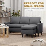Modern L-Shaped Convertible Sofa with Movable Ottoman