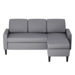 Modern L-Shaped Convertible Sofa with Movable Ottoman