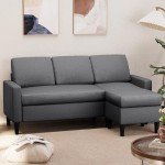 Modern L-Shaped Convertible Sofa with Movable Ottoman