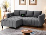 L-Shaped Velvet Sectional Couch with Ottoman