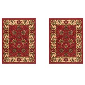 Ottohome Collection Machine Washable Non-Slip Rugs - Red