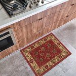 Ottohome Collection Machine Washable Non-Slip Rugs - Red