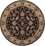 Heritage Collection Black/Beige Round Wool Area Rug