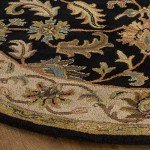Heritage Collection Black/Beige Round Wool Area Rug