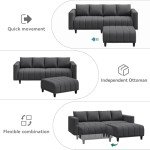 L-Shaped Velvet Sectional Couch with Ottoman