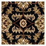 Heritage Collection Black/Beige Round Wool Area Rug