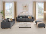 L-Shaped Velvet Sectional Couch with Ottoman