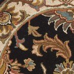 Heritage Collection Black/Beige Round Wool Area Rug