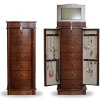 Noelle Jewelry Armoire with Locking Storage, Walnut