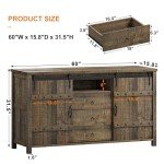 Rustic Brown Buffet Cabinet with Sliding Doors