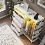 Stylish 5-Drawer Bedroom Dresser with Charging Station