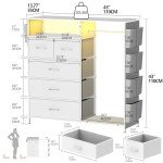 Stylish 5-Drawer Bedroom Dresser with Charging Station