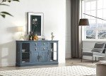 Modern Blue Sideboard with Glass Doors and Storage