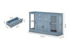 Modern Blue Sideboard with Glass Doors and Storage