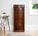 Noelle Jewelry Armoire with Locking Storage, Walnut