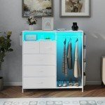Stylish 5-Drawer Bedroom Dresser with Charging Station