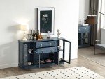 Modern Blue Sideboard with Glass Doors and Storage