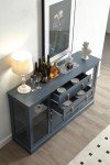 Modern Blue Sideboard with Glass Doors and Storage