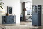 Modern Blue Sideboard with Glass Doors and Storage