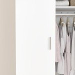 Panana White 2-Door Wardrobe Closet with Shelves