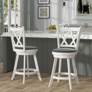 Antique White 24" Swivel Bar Stools - Set of 2