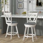 Antique White 24" Swivel Bar Stools - Set of 2