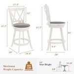 Antique White 24" Swivel Bar Stools - Set of 2