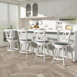 Antique White 24" Swivel Bar Stools - Set of 2