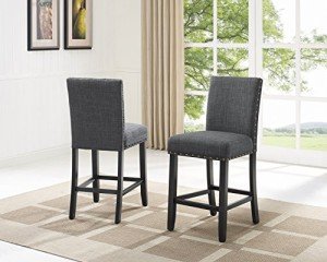 Biony Gray Counter Height Stools with Nailhead Trim